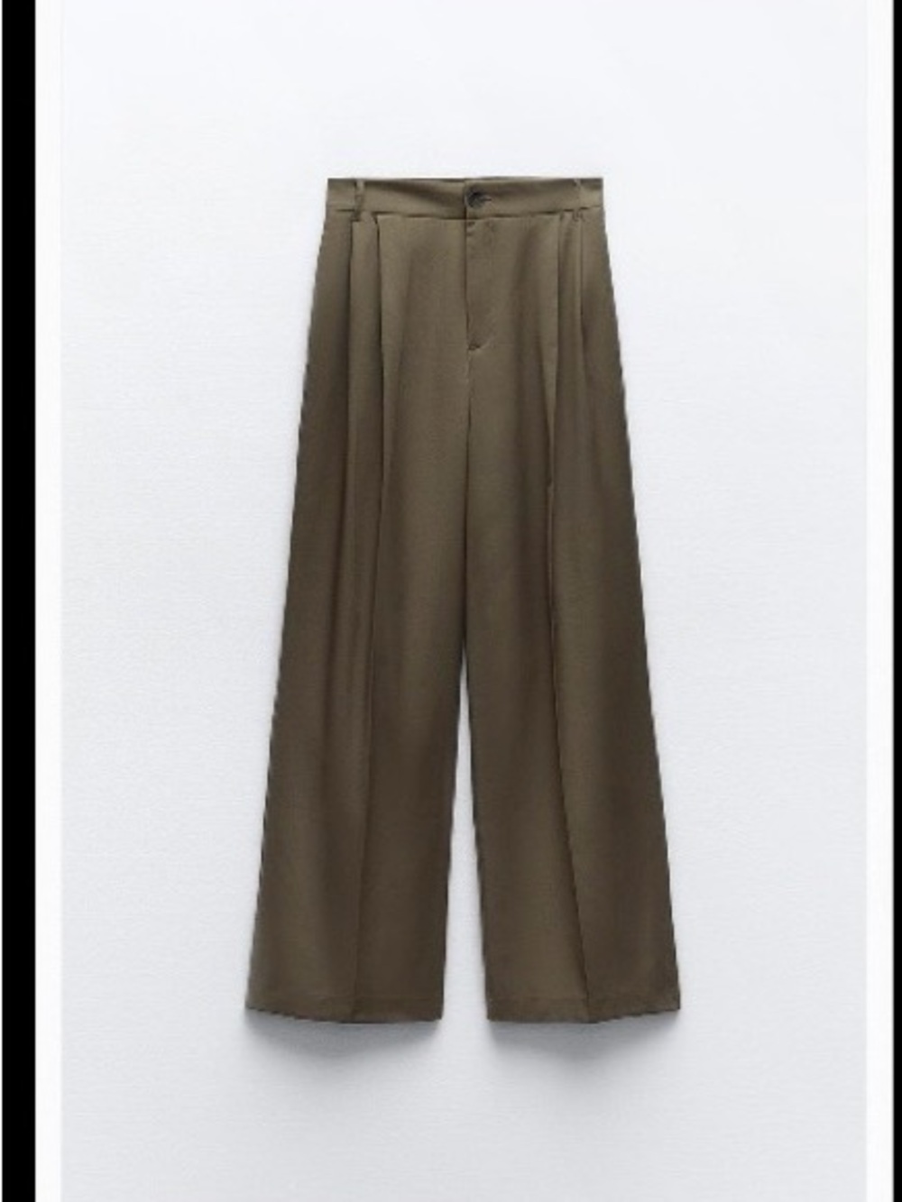 Zara Olive Wide-Leg High-Rise Trousers